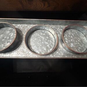 Galvanized Metal Tray with Copper Accents Candle Tray